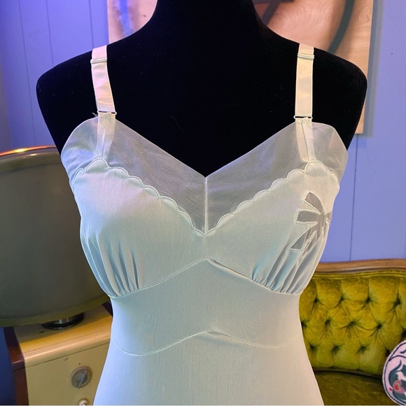 Vintage 60s Aristocraft by Superior Pastel Blue Sheer Nylon Lingerie Slip Dress - Picture 4 of 8